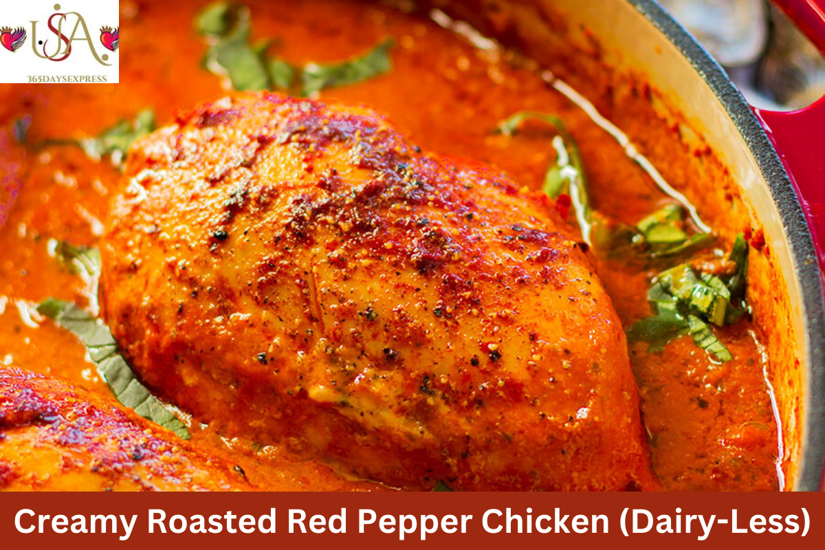 Creamy Roasted Red Pepper Chicken (Dairy-Less)